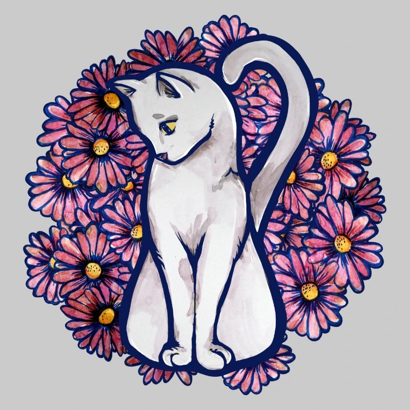 Chat de marguerite de fleur