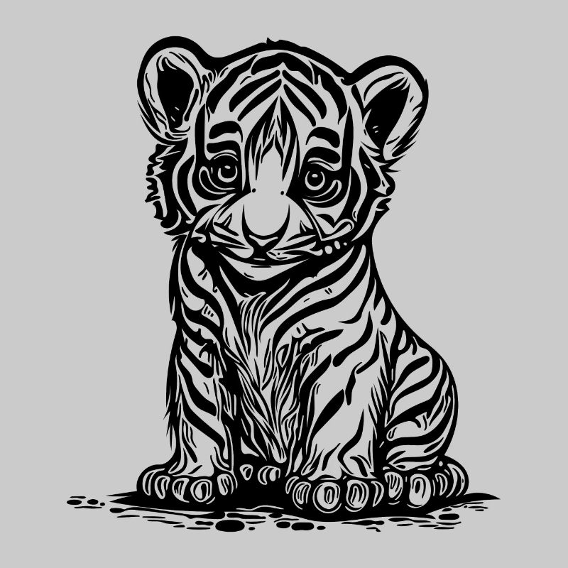 Cute little tiger with elegant striped pattern
