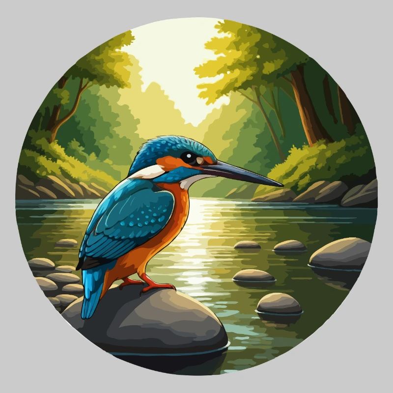Kingfisher sits by stream