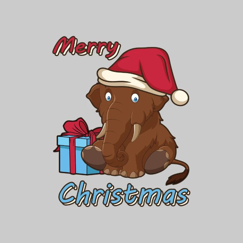 Conception de dessin animé de cadeau de Noël d'éléphant de mammouth