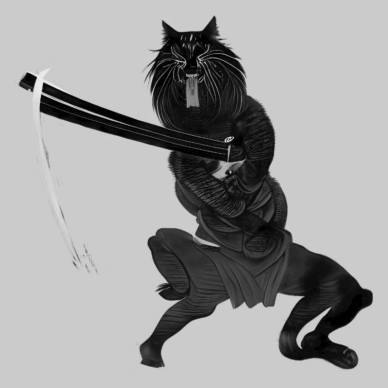 Samurai Cat Schwarz