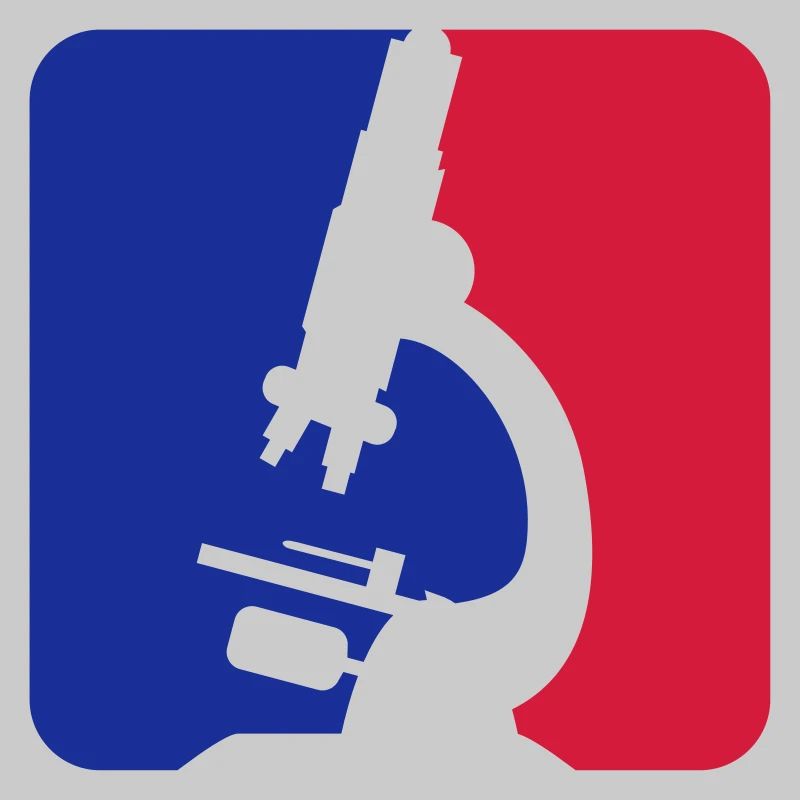 red blue microscope logo scientist researcher f