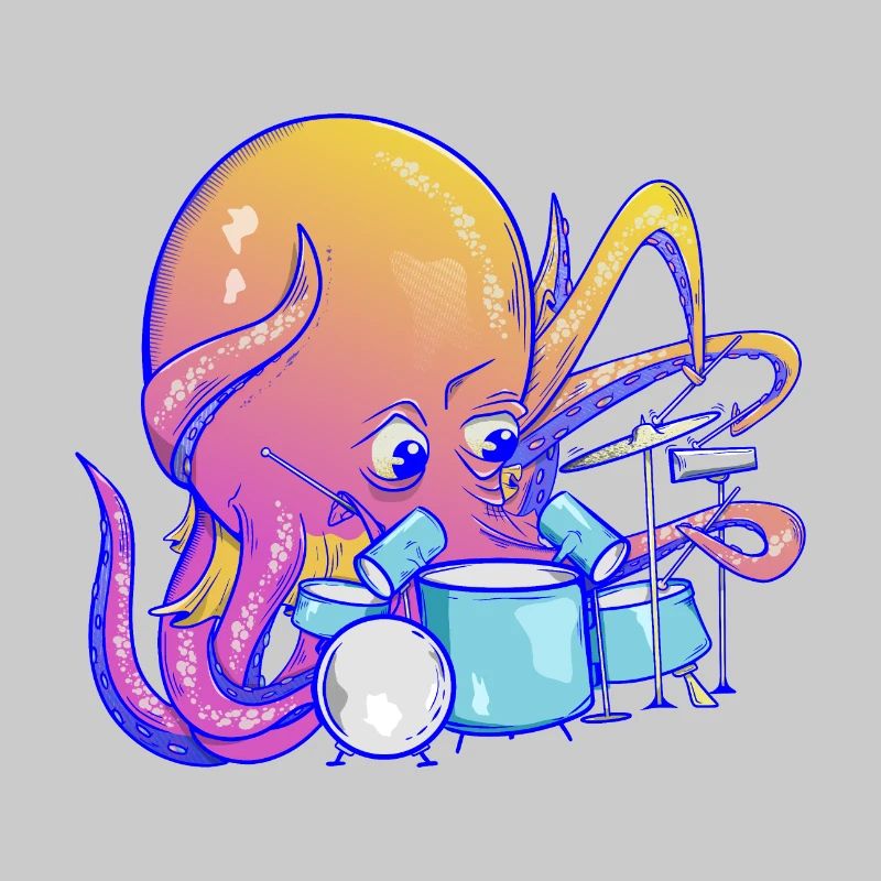 Octopus plays drums