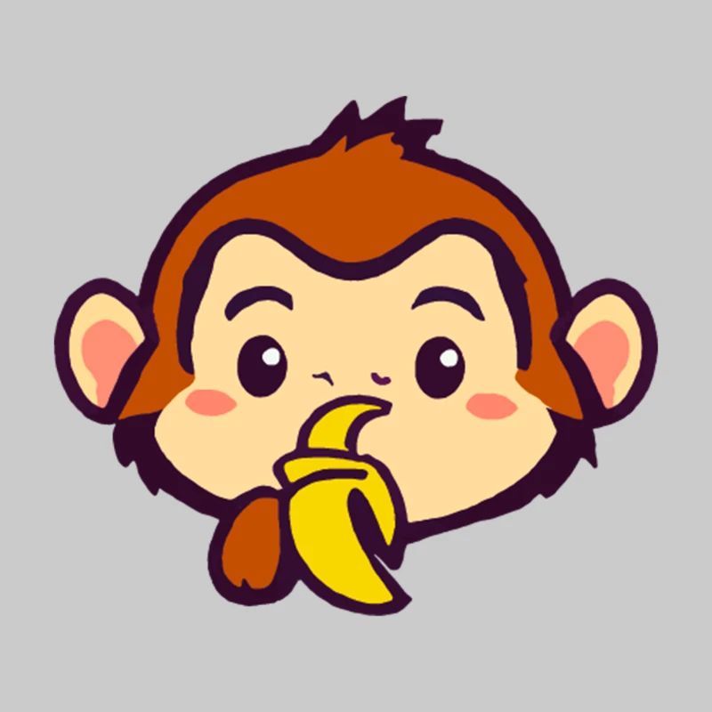 Kawaii monkey eats a banana