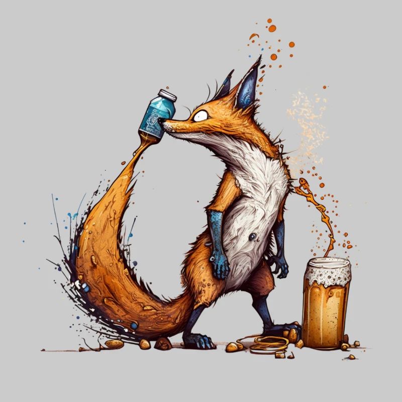 Cooler Fuchs spielt mit Bier
