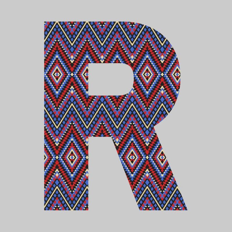 Monogramm Buchstabe R - geometrisches Muster