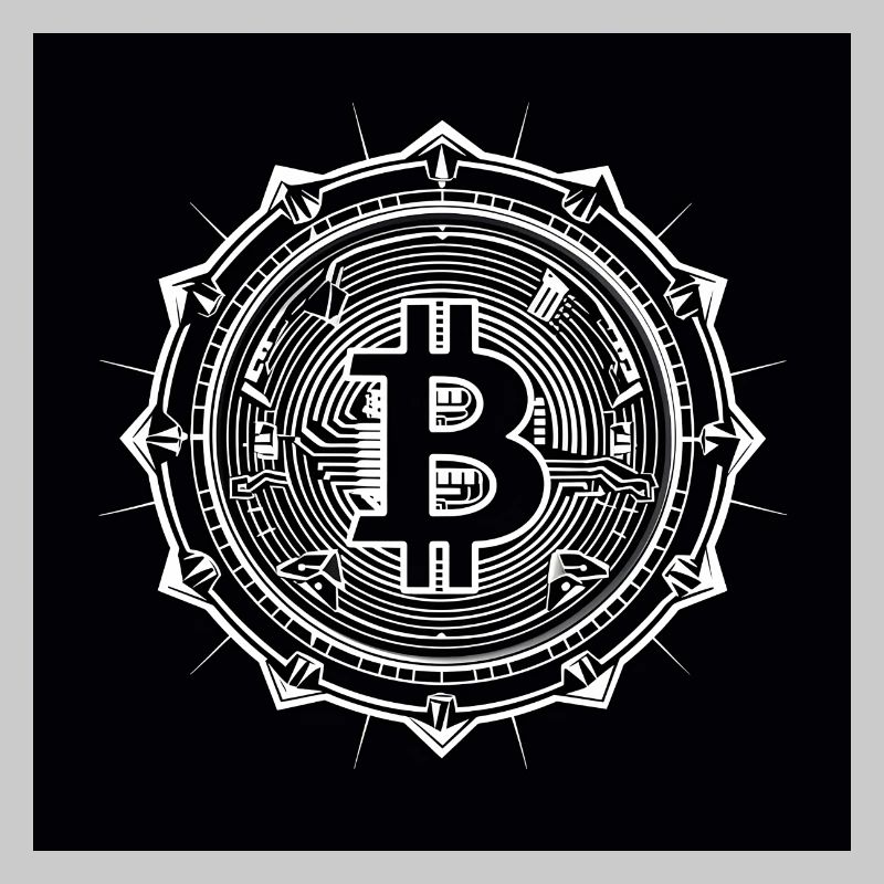 Modern black white bitcoin logo