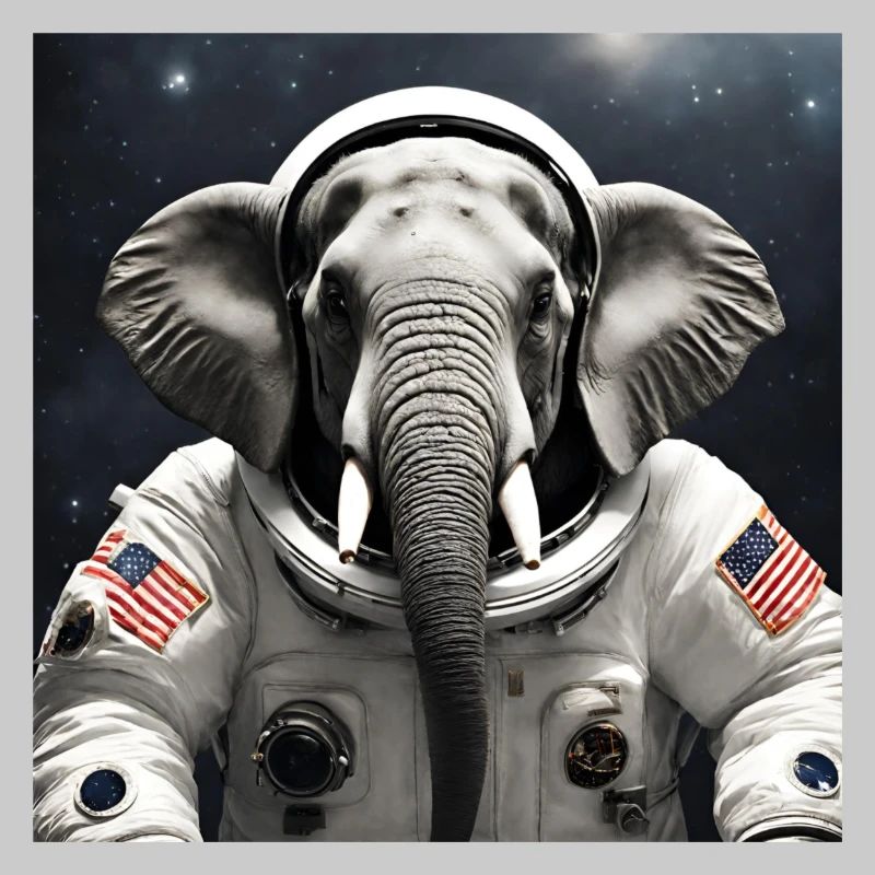 Elefant im Astronautenanzug