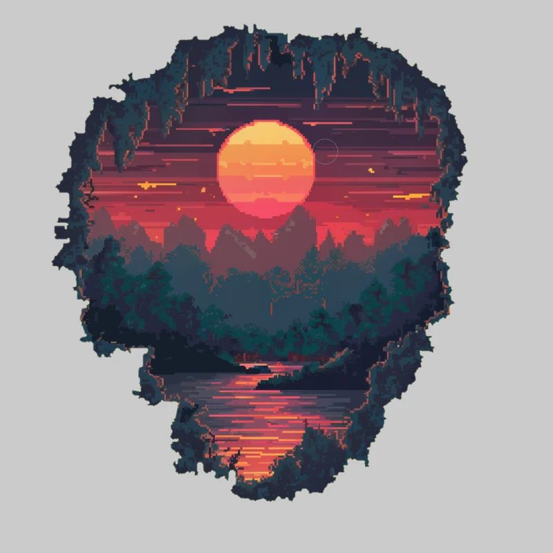 Loch in eine pixelige Welt