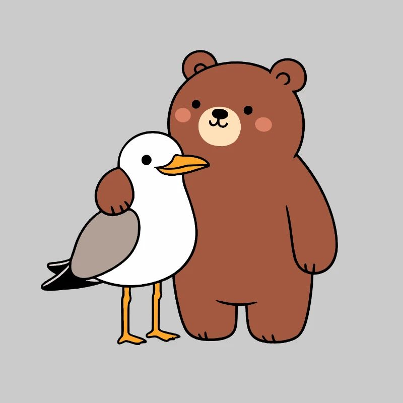 Moin mouette oiseau ours amitié amour câlin