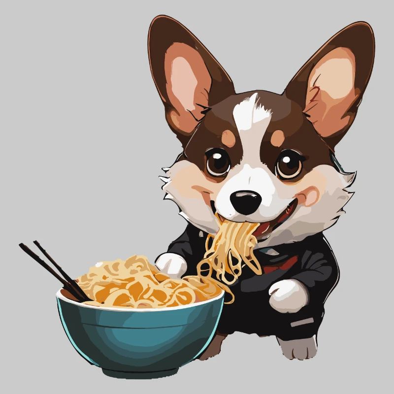 Corgi isst Ramen #2