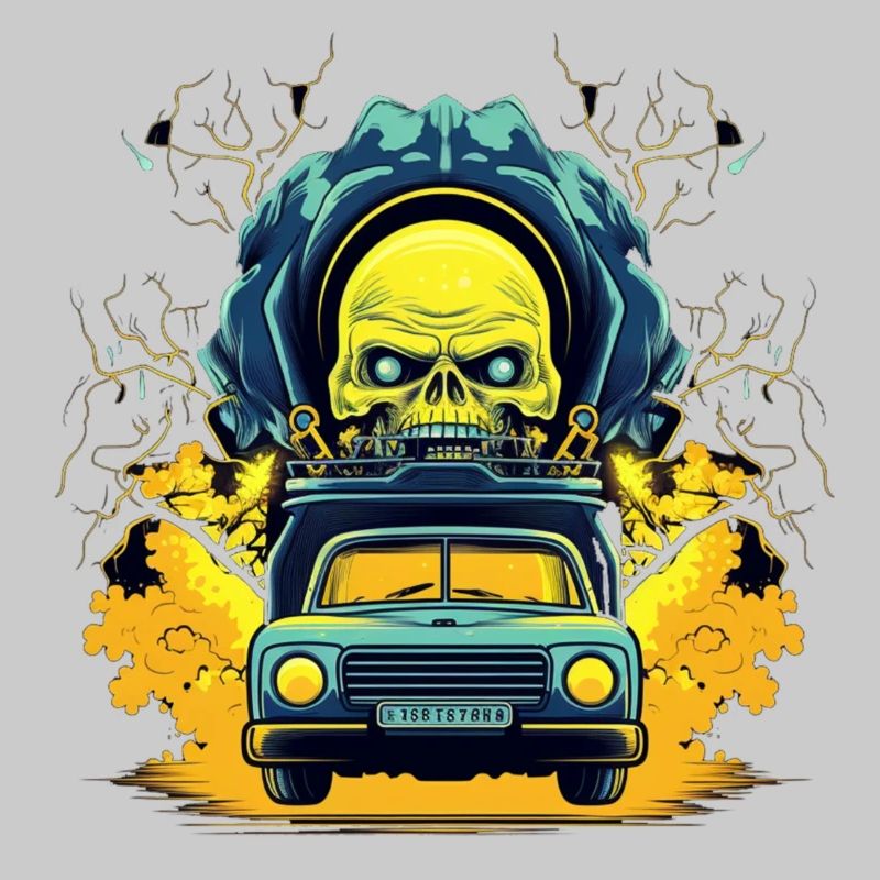 4 Voiture de course avec explotion, la mort