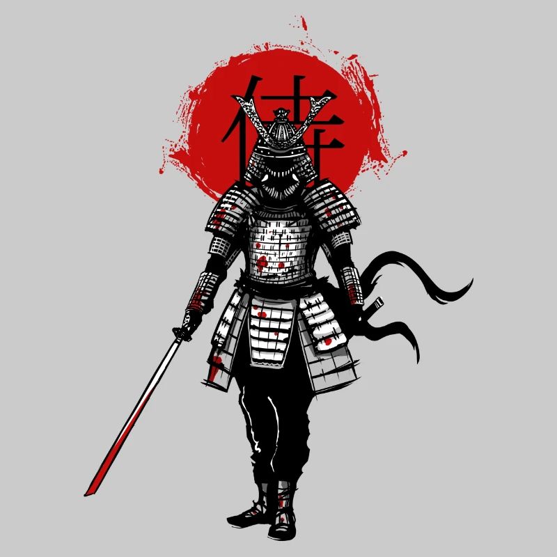 Samurai on a red background