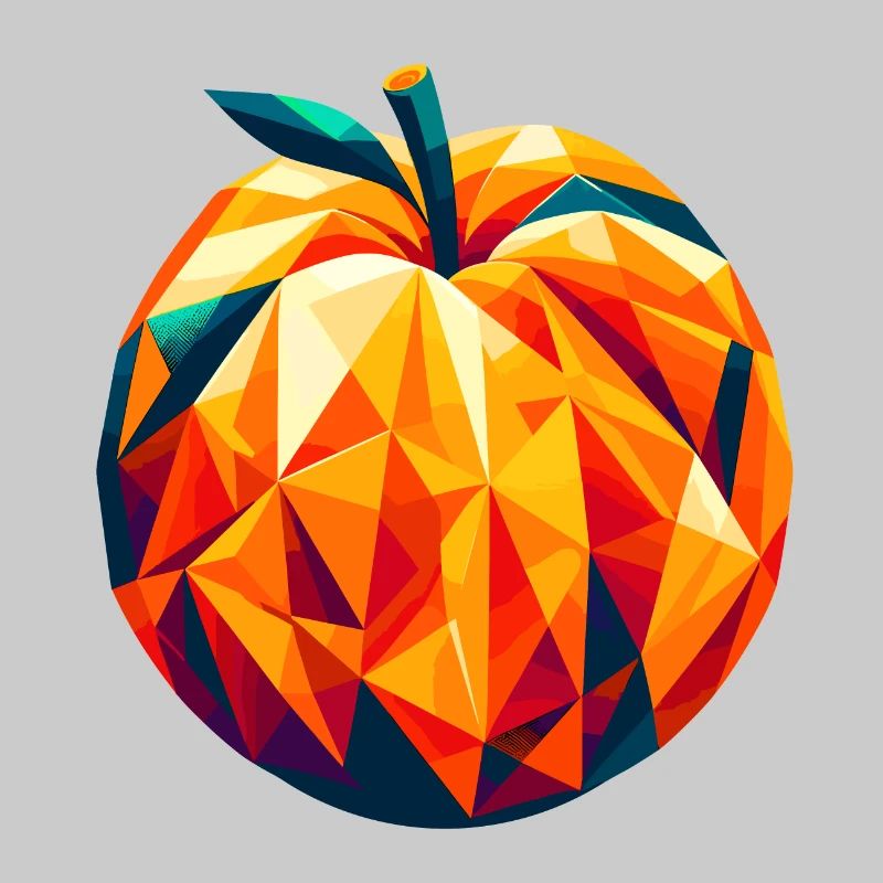 Geometric Apricot: Low-Poly Fruit Art