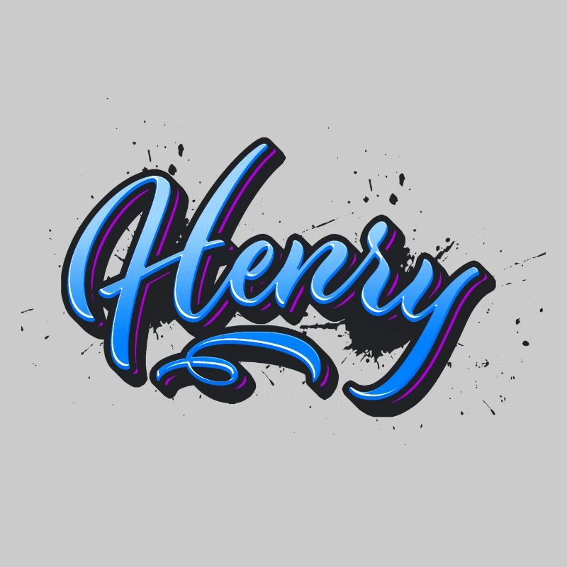 Henry First Name Name Name Tag Splash Graffiti