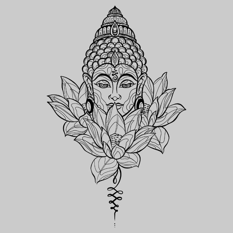 Bouddha et floral style linework