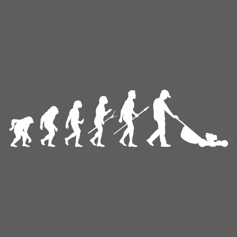 Mann mäht Rasen EVOLUTION Kleingarten Rasenmäher