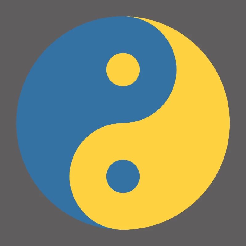 Yin und Yang Symbol in Blau & Gelb Python Coder