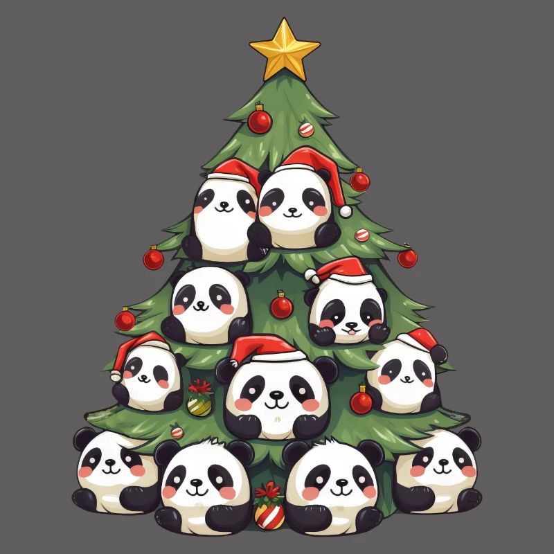 Weihnachtspanda - Ein festlicher Baum mit einem
