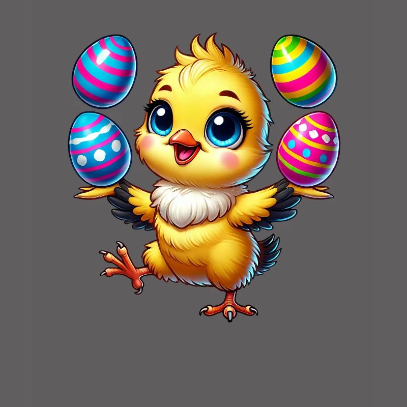 Easter Chicken Chick Easter Egg Juggling