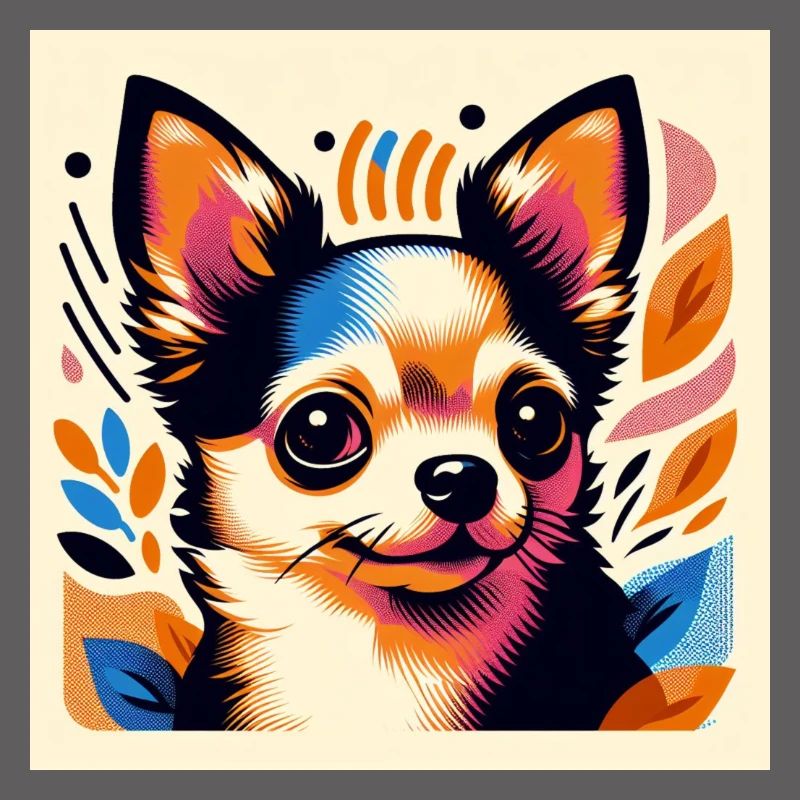 Chihuahua Risograph Vector Style 2