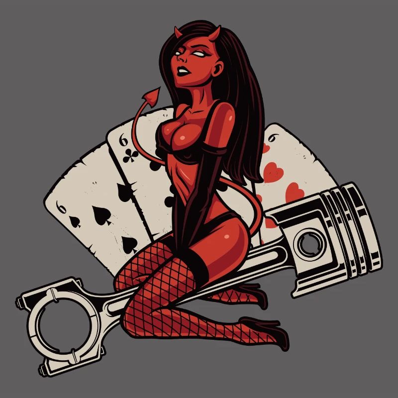 Hot Devil 666 rides on engine piston