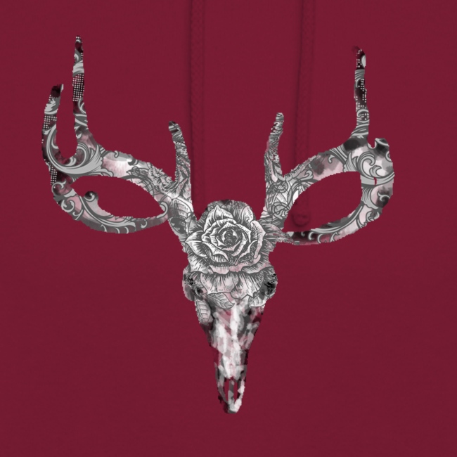 Deer skull with rose