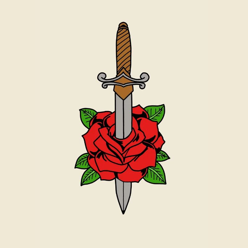 Dolch sticht durch eine Rose