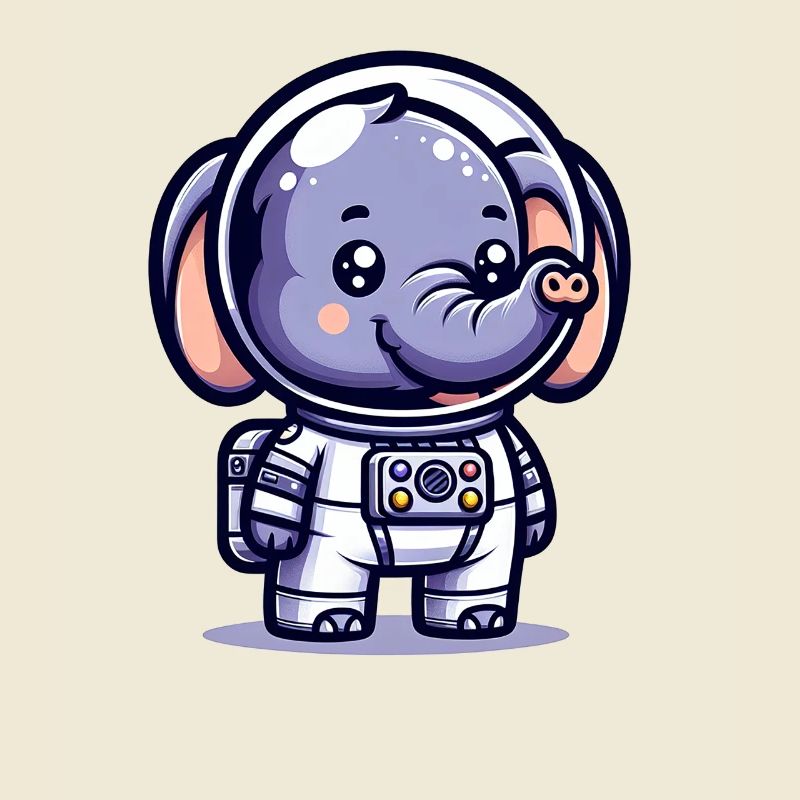 Éléphant mignon astronaute