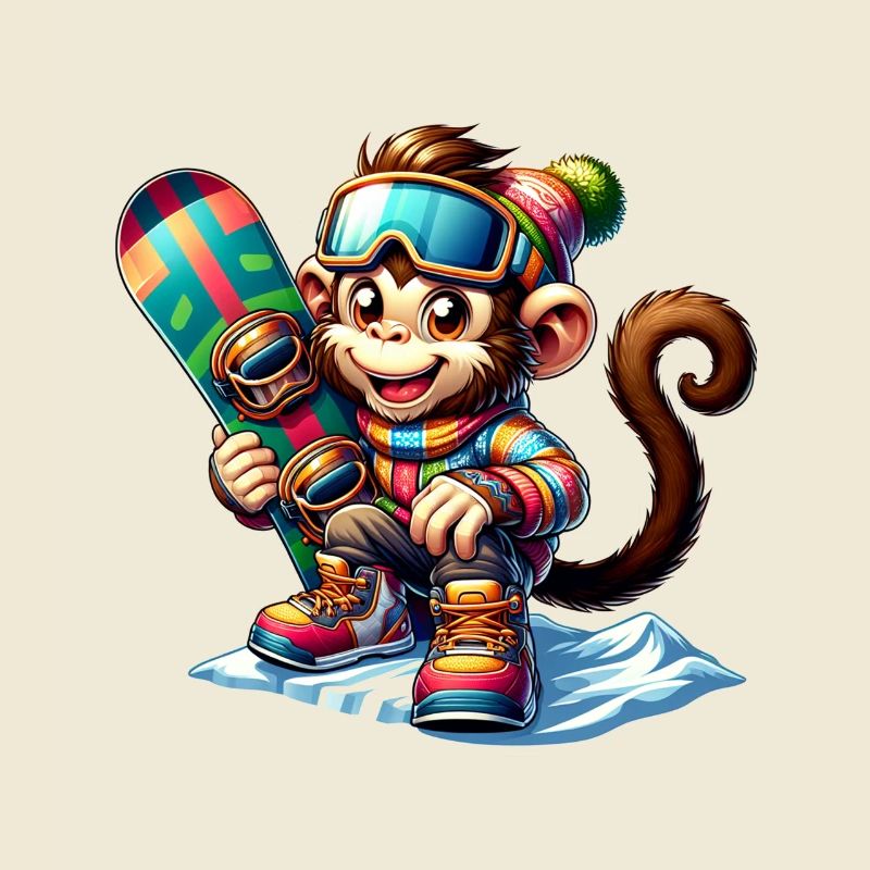 Cute Snowboarder Monkey