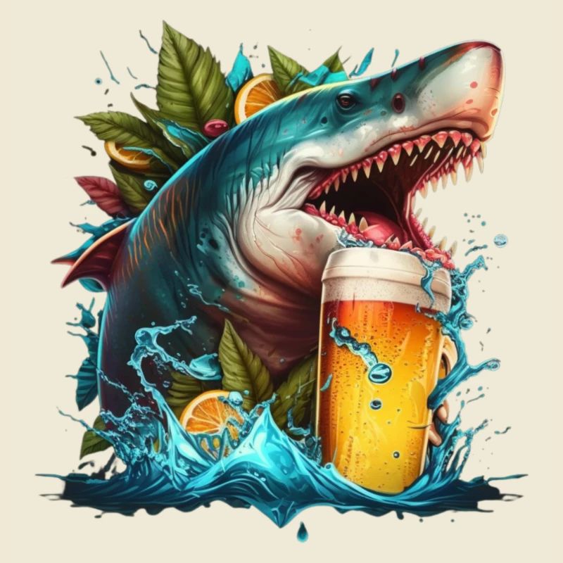 Cool shark drinking beer