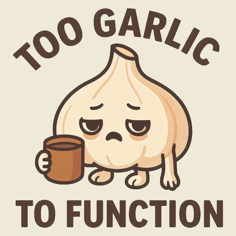 Too Garlic To Function Funny Garlic Pun
