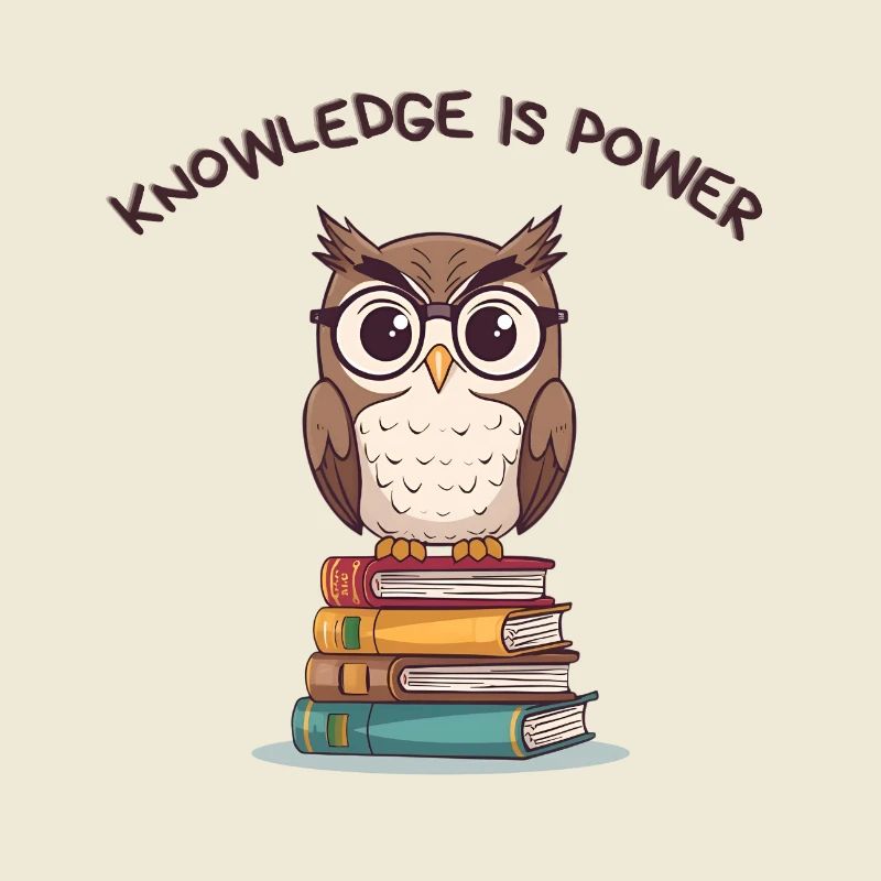 Knowledge is Power – Cute Owl on Books