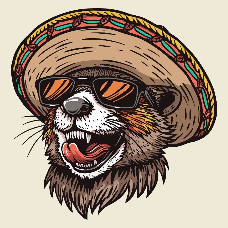 Beaver Comic Funny Sombrero