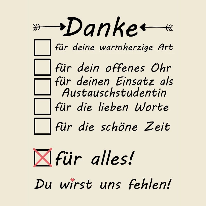 Austauschstudentin zum Abschied Danke Dankeschön