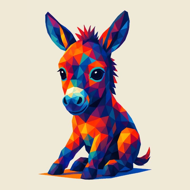 WPAP Polygon Kawaii Style Bébé âne âne âne