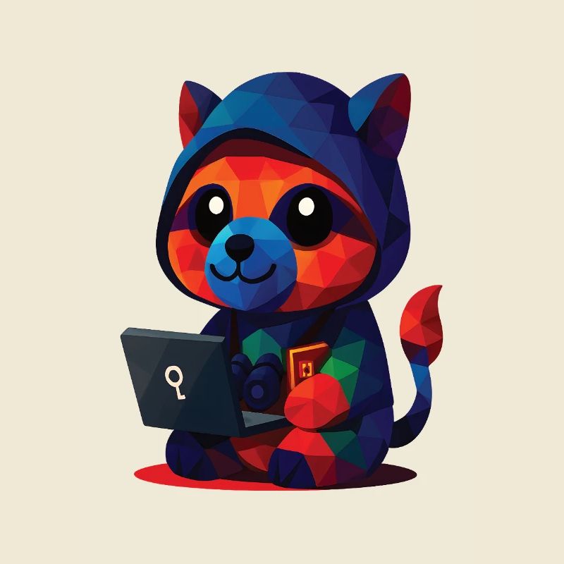 WPAP Polygone Kawaii Style Animaux Bébé Raton laveur