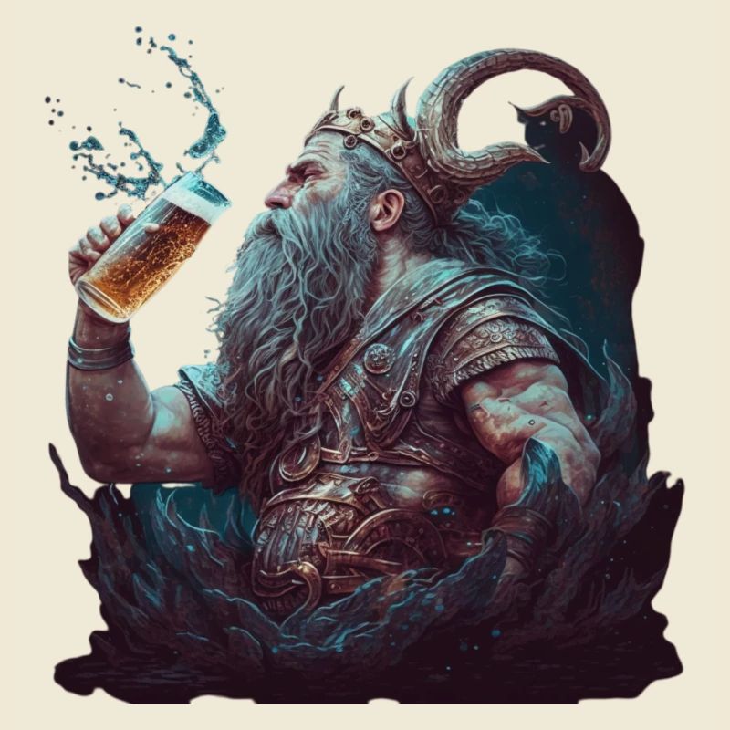 Neptun der römische Gott mit Bier