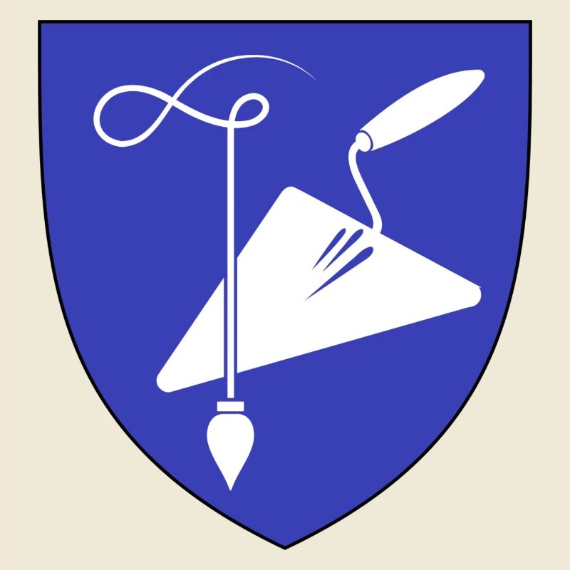 Enseignes de la guilde des maçons, truelle et fil à plomb