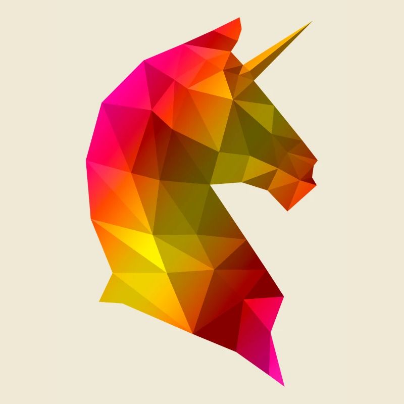 Einhorn Lowpoly Regenbogen 3D