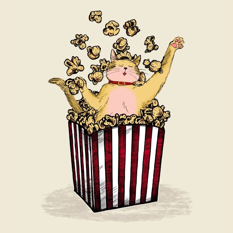 Chat baigne dans pop-corn chat fun design mastic pour enfants