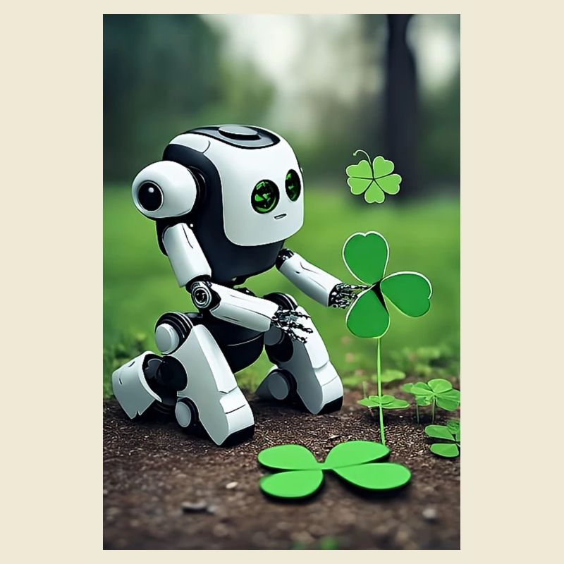 I am a robot. Der KI-Kleeblatt-Roboter.