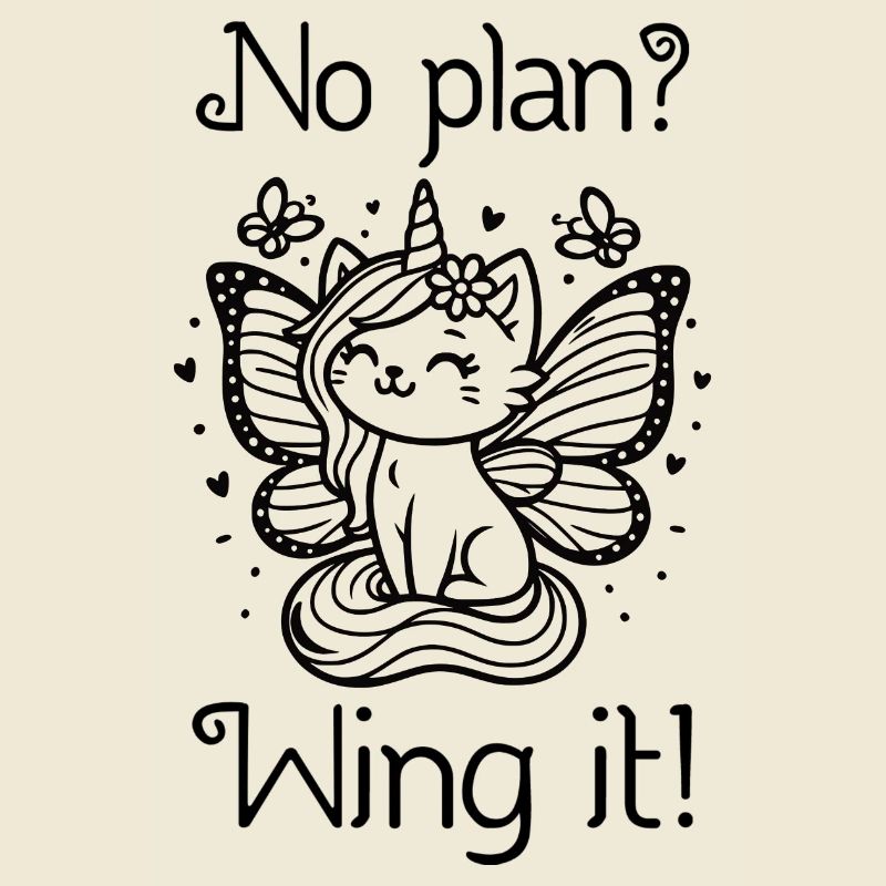 No Plan? Wing it! Winged Unicorn Cat