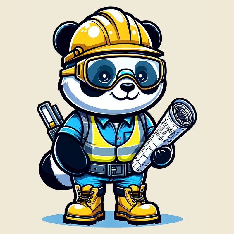 Mignon Panda Ouvrier De La Construction