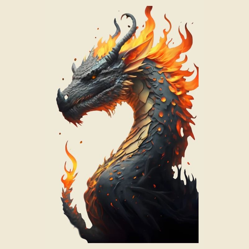 Tête de dragon avec du feu
