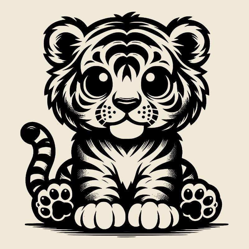 Cute Little Kids Tiger with Stripe Pattern