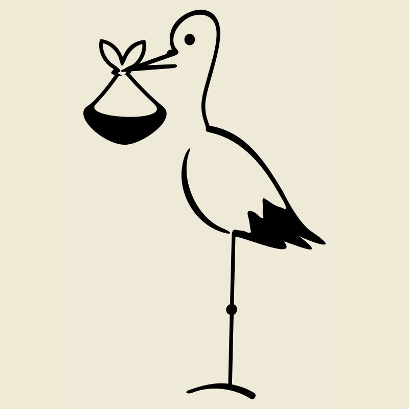 Storch mit Bündel / stork with bundle (1c)