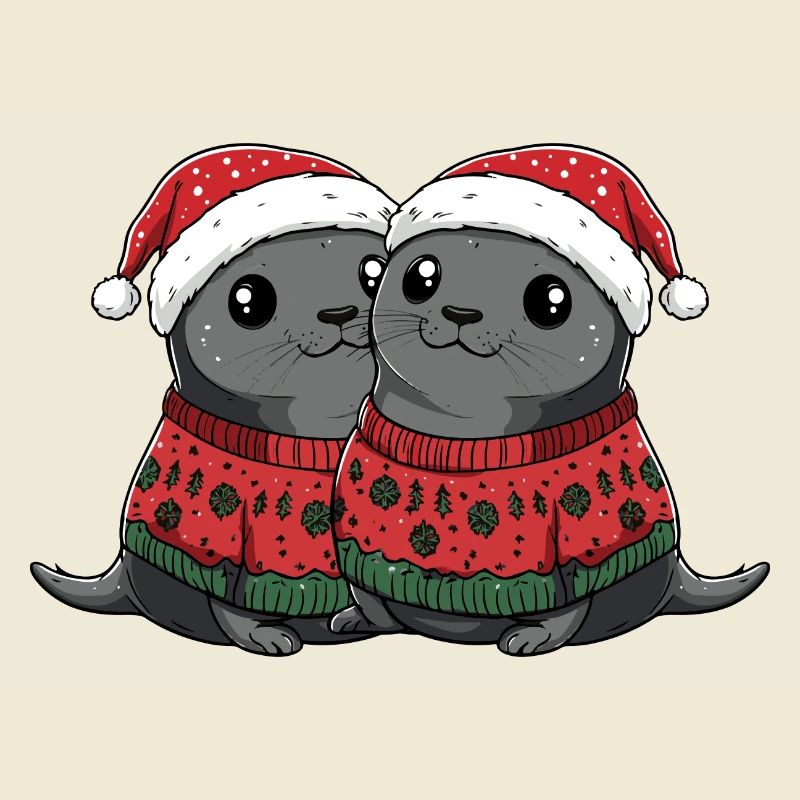 Équipe de Noël des animaux phoques