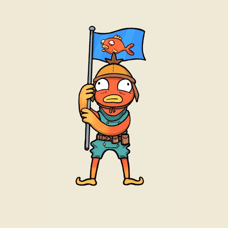 Garçon de poisson avec un dessin animé de drapeau de poisson