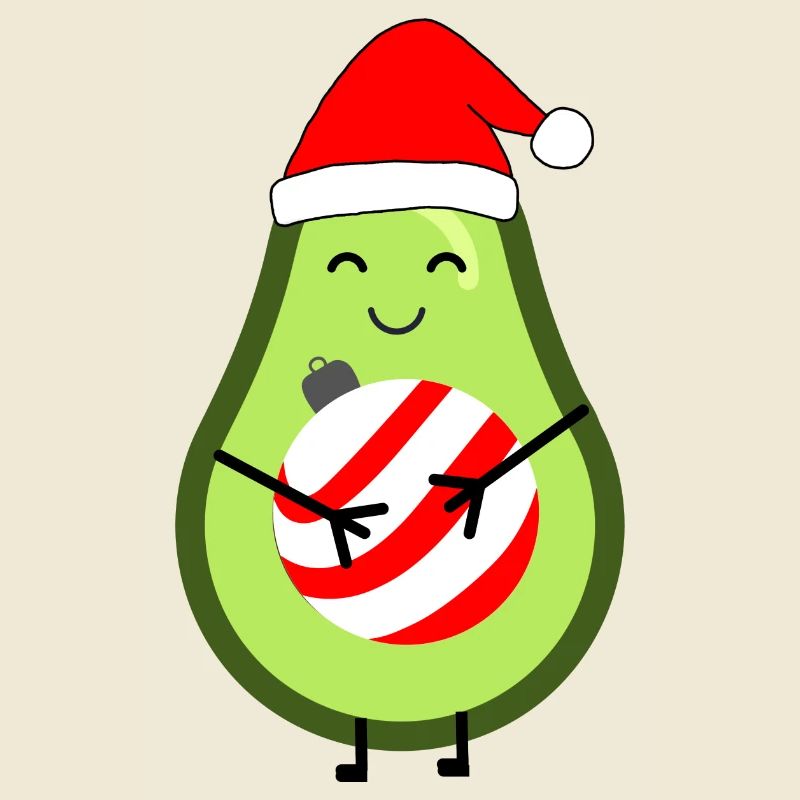 Liebevolle Avocado mit Weihnachtskugel